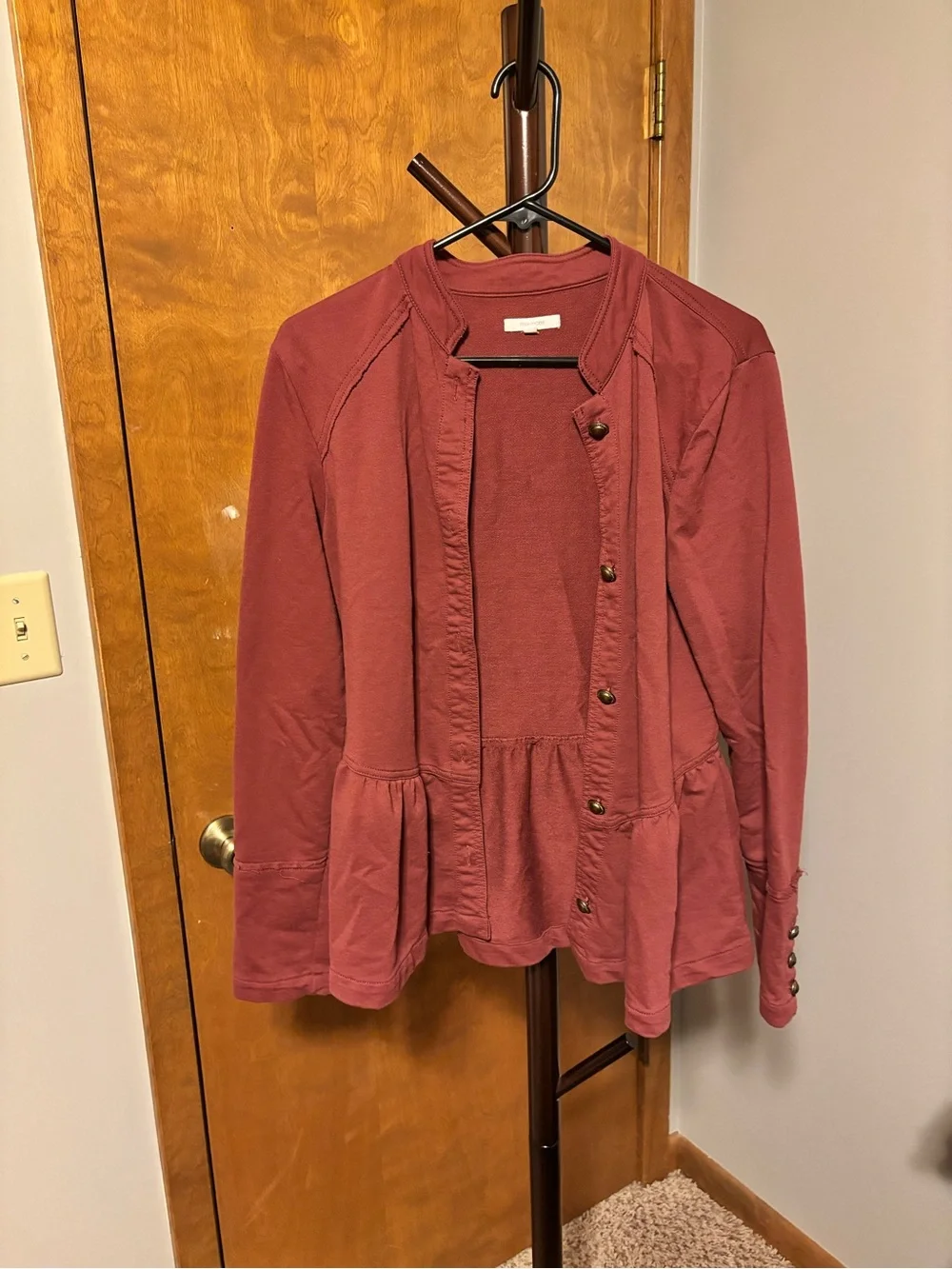 Maurices Dusty Rose Peplum Button Jacket